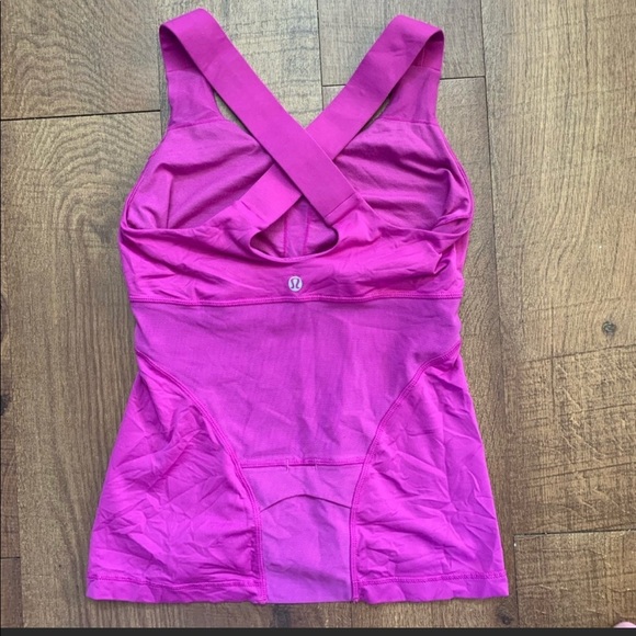 Lululemon Wom tanks (2) activewear black magenta pink purple Sz 4 racerback - Picture 3 of 13